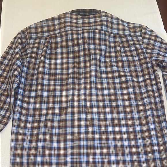 1801100 Men's Blue and Brown Plaid Shirt EUC - Picture 7 of 7
